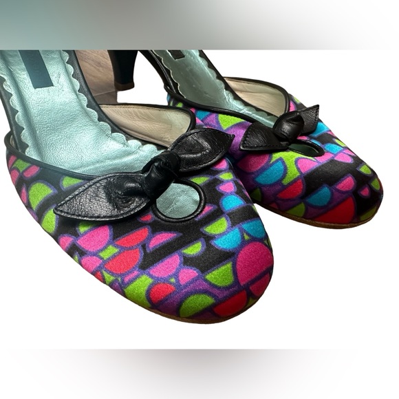 Marc Jacobs silk colorful print mules kitten heels. Sz. 8 - Picture 6 of 10